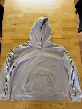 Coach Lavender Logo Tape Pullover Essentials Hoodie size large